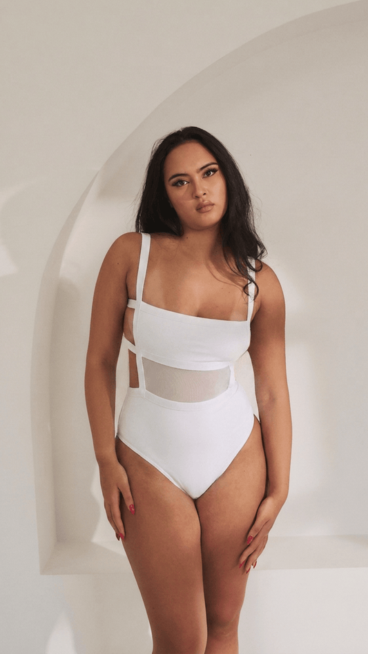 Clover Side Strap Bodysuit White