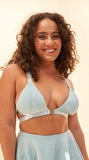 Follow Me Bra - Front Clasp Strappy Triangle Bra Crystal Blue