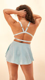 Follow Me Bra - Front Clasp Strappy Triangle Bra Crystal Blue