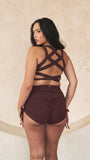 High Waist Drawstring Shorts Cacao