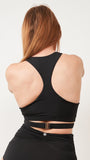 Kaia Top - Gathered V Neck Racerback Wrap Top Recycled Black