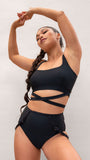 Kehlani High Waist - Adjustable Scrunch Garter High Waist Bottom Recycled Black