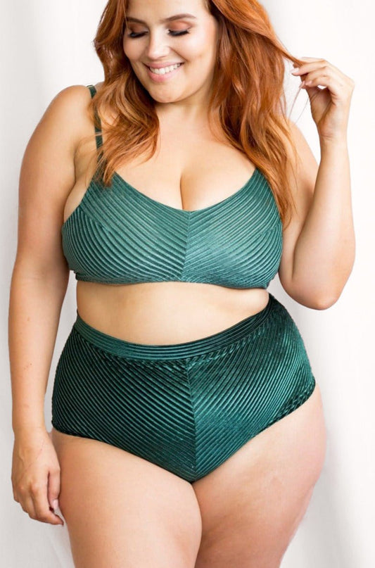 Lana High Waist Bottom - Velvet High Waist Bottoms Emerald