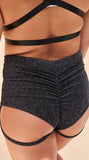 Lure You Shorts - High Waist Scrunch Garter Shorts Crystal Black