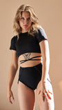 Millie Backless Short Sleeve - Tie Top Recycled Black