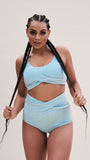 Paris High Waist - Cross Over High Waist Bottoms Crystal Blue