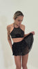 Sarah Mesh Diamante High Waist Skort Black