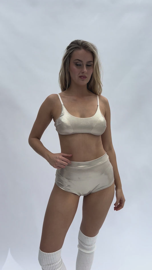 High Waist Basic Christmas Shorts Gold