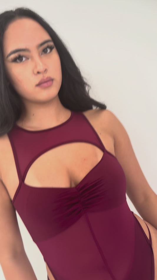 Charlie Mesh Bodysuit Wine