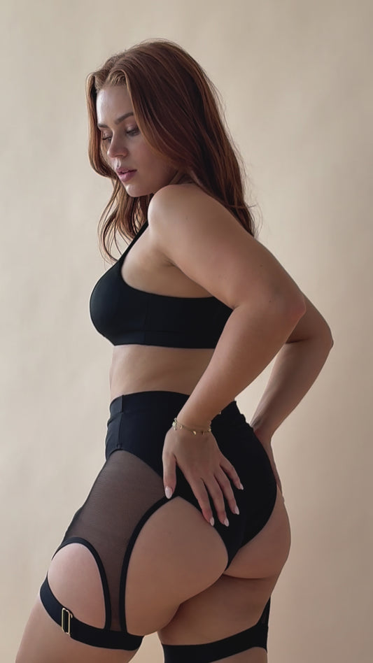 Bex Mesh High Cut Garter Shorts