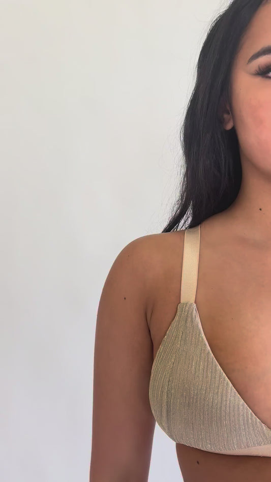 Follow Me Bra in Gold Pleat