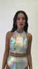 High Waist High Cut Metallic Bottom