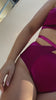 Loretta Mesh Cut Out High Waist Shorts Recycled Satin Magenta