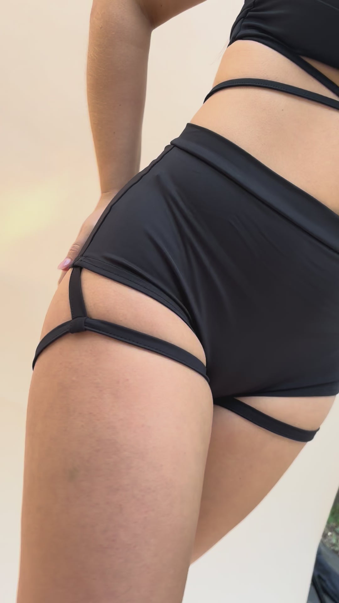 Lure You Shorts - High Waist Scrunch Garter Shorts Black