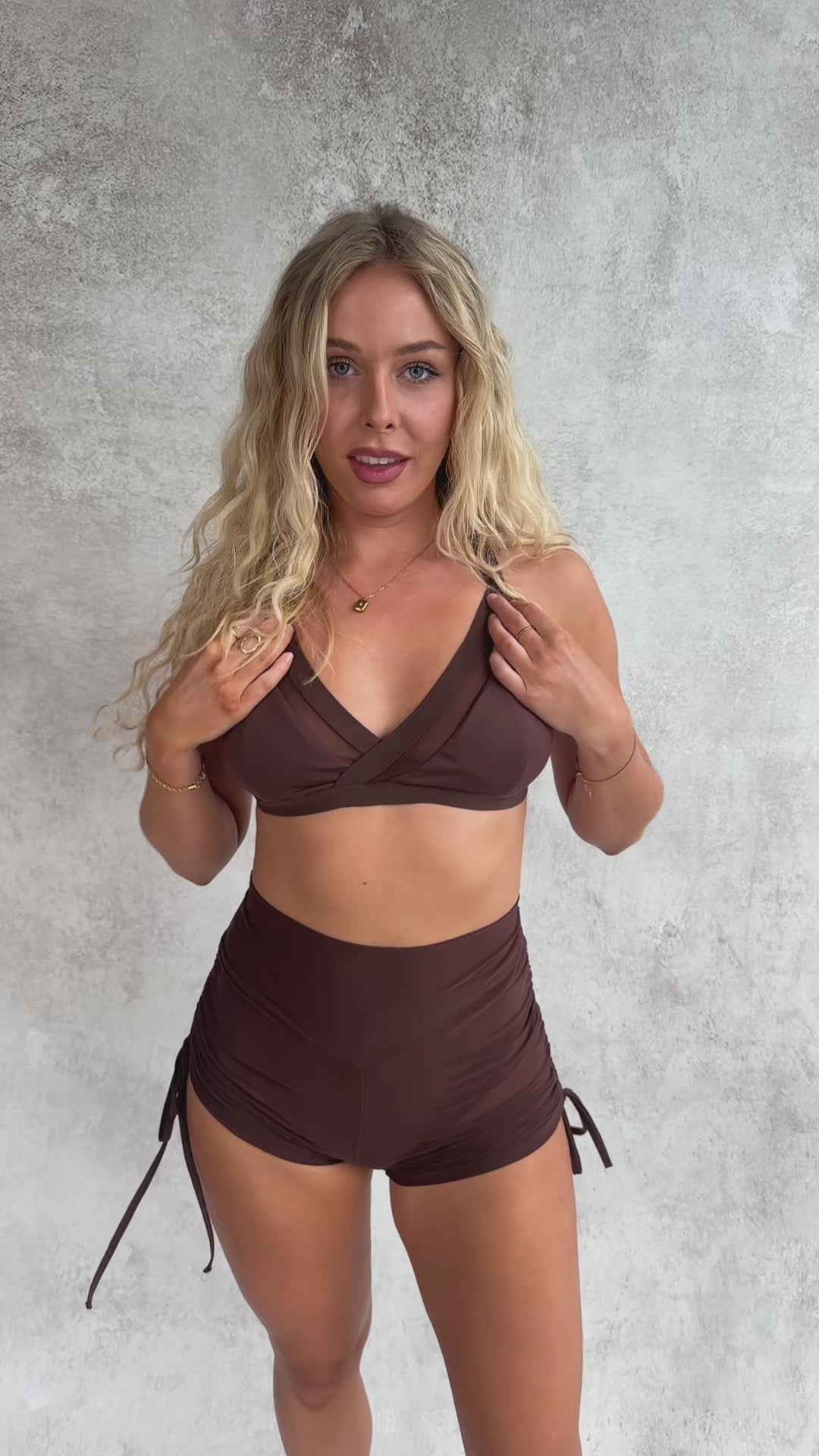 Sienna Mesh Cut Out Bra Chocolate