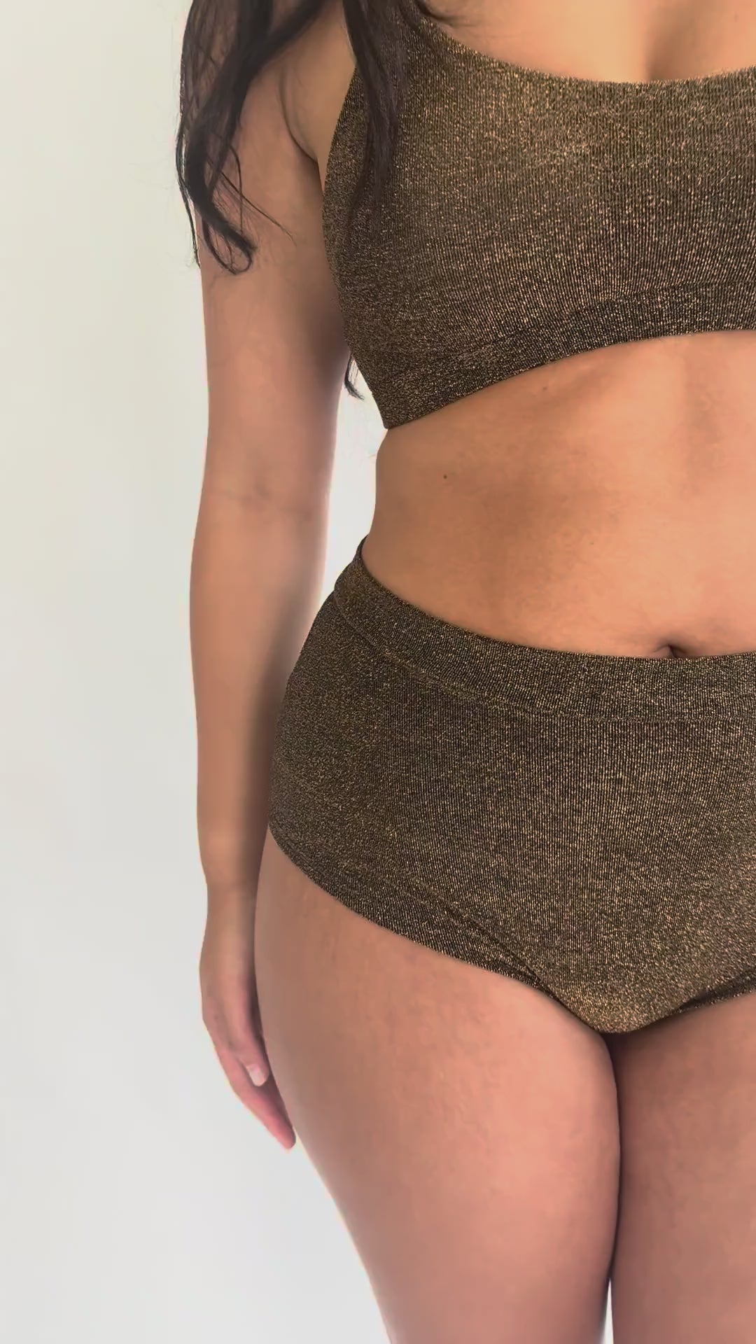 May Scrunch Top in Gold Black Lurex