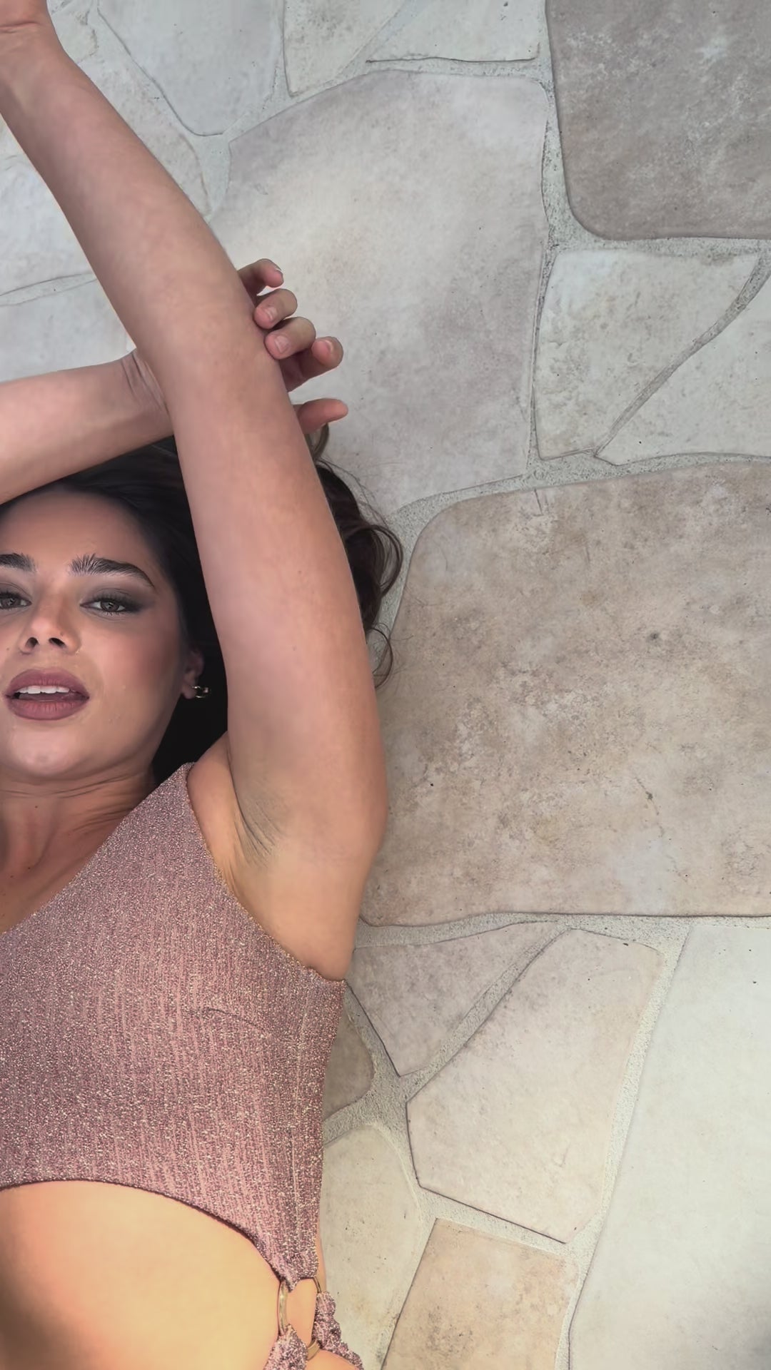 Kenzie High Cut Bodysuit Rose Gold Shimmer