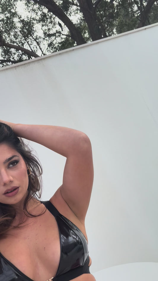 Lure You High Waist Garter Shorts - Black PU