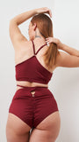 Sage Top - Cut Out Twist Halter Top Recycled Burgundy