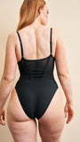 Valentina Bodysuit - Mesh Panel Bodysuit Recycled Black