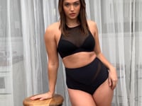 Ella High Waist Bottom - Mesh Cut Out High Waist Bottoms Recycled Wine