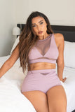 Addison Bottom - Mesh Cut Out High Waist Bottoms Recycled Mauve