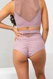 Addison Bottom - Mesh Cut Out High Waist Bottoms Recycled Mauve