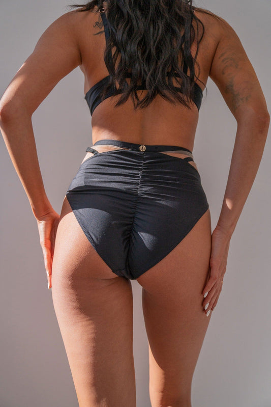 Adele Bottom - Mesh Cut Out High Waist Bottoms Recycled Black