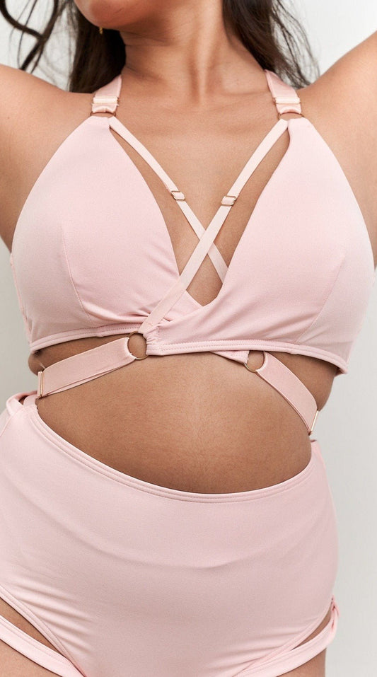 Amber Top - Adjustable Strappy Racerback Moulded Top Recycled Blush