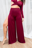 Aster Pants - Flowy Elasticated Bamboo Cotton Pants Wine