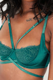 Blair Bra - Cross Over Lace Underwire Bra Recycled Emerald