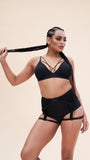 Cora High Waist - Mesh Cut Out Garter High Waist Bottom Recycled Black