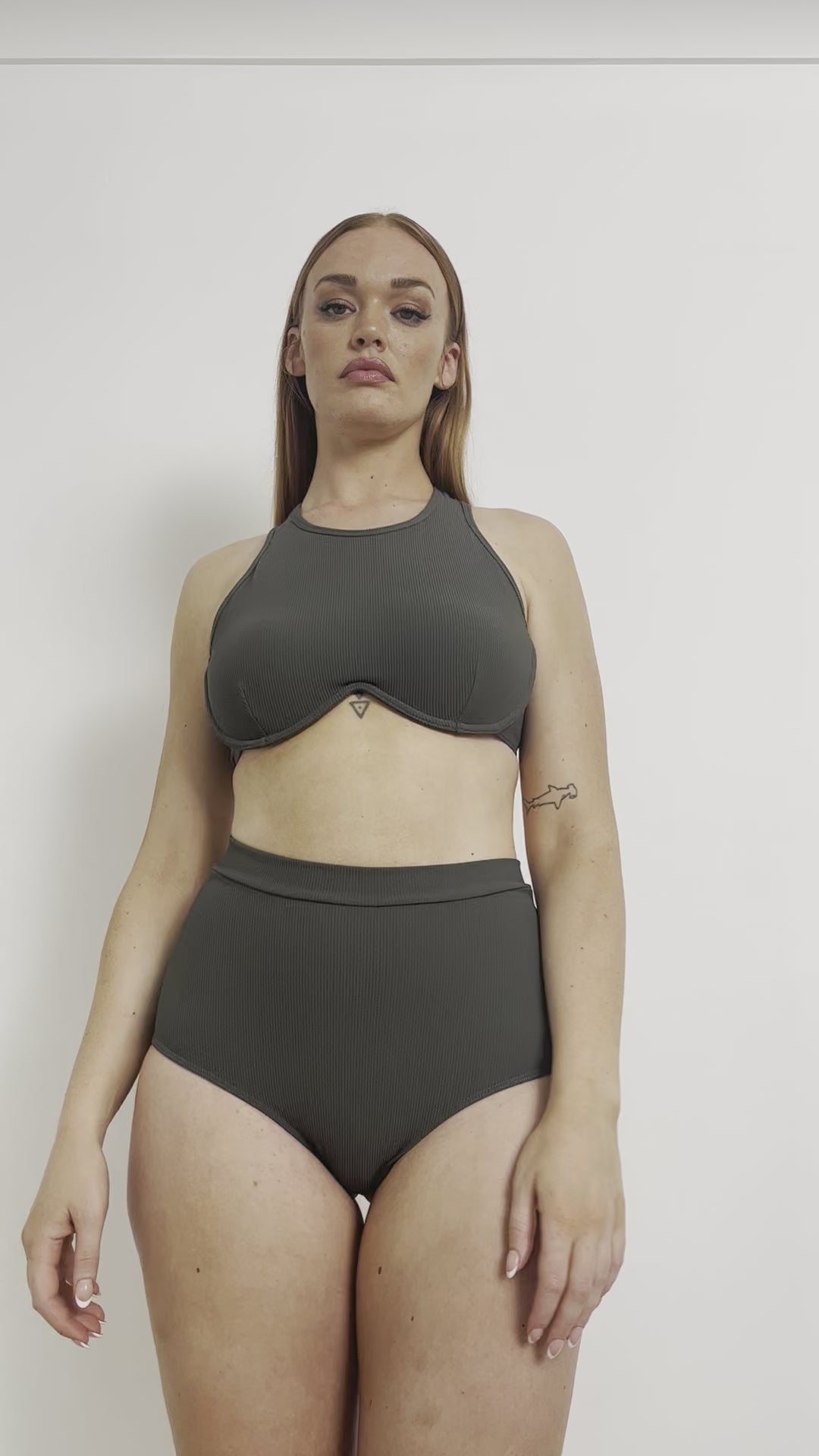 Zoey Top - Ribbed Underwire Crop Olive