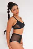 Gigi Top - Mesh Pannelled Top Recycled Black