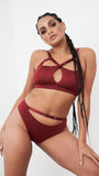 Hannah Top - Adjustable Strappy Cut Out Top Recycled Burgundy