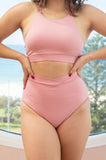 High Waist V Basic Bottom - Scrunch Recycled Bottoms Baby Pink