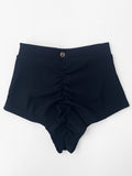 High Waist Shorts - Basic Scrunch Shorts Ribbed Black