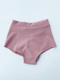 High Waist Shorts - Basic Scrunch Shorts Ribbed Blush Taupe
