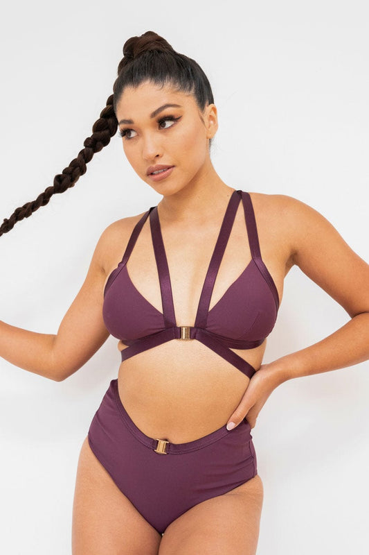 Jemma Top - Strappy Adjustable Triangle Top Recycled Mulberry