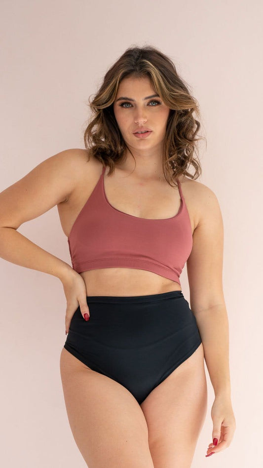 Jezelle Top - Criss Cross Scoop Neck Top Recycled Dusty Rose