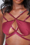 Lauren Bra - Strappy Cut Out Adjustable Bra Recycled Wine