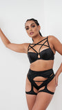 Letty Bra - Satin Strappy Criss Cross Underwire Bra Black