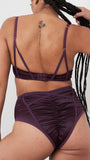 Letty Bra - Satin Strappy Criss Cross Underwire Bra Plum
