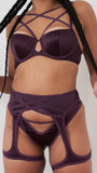 Letty Brief - Satin Strappy Cut Out Brief Plum