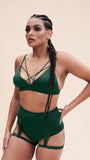 Lily Bra - Strappy Criss Cross Triangle Bra Recycled Moss Green