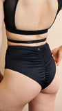 Loretta Bottom - Mesh Cut Out Adjustable High Waist Shorts Recycled Black