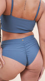 Basic Low Waist Shorts - Scrunch Shorts Ribbed Steel Blue