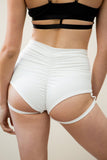 Lure You Shorts - High Waist Scrunch Garter Shorts White