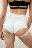 Lure You Shorts - High Waist Scrunch Garter Shorts White