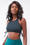 Maria Top - Ruched Drawstring Crop Top Recycled Black